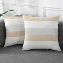 AmHoo Pack of 2 Farmhouse Stripe Check Throw Pillow Covers Set Case Cotton Linen Decorative Pillowcases Cushion Cover for Couch Bench Sofa 20x20Inch Linen Grey