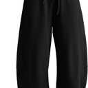 ELLEVEN Women's Cotton Barrel Leg Sweatpants with Elastic Waist, Drawstring, and Pockets  Casual Baggy Joggers (XS)