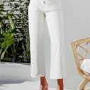 Sidefeel Women's Wide Leg Jeans High Waisted Zimbaplatinum Stretchy Straight Leg Jeans Buttoned Loose Denim Pants with Pocket (White) 10