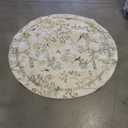jinchan Round Rugs 5ft Ivory Botanical Birds Print,Machine Washable 5' Circle Nature Plants Modern Soft Non-Slip Throw Area Rugs,Ultra-Thin Low Pile Carpet for Entryway Bedroom Kitchen Kids Room