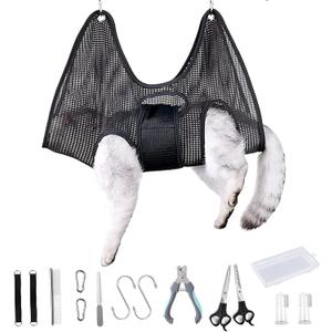 Mollsa Pet Grooming Hammock for Dogs & Cats with Nail Clippers/Nail Trimmers/Scissors/Toothbrush, Dog Grooming Harness for Nail Trimming Pet Home Grooming Assistant 14-Piece Set (S)