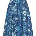 GRACE KARIN Summer Dresses for Women 2026 Vacation,Smocked Floral Maxi Dress,Boho Beach Sundress with Pocket Fashion Clothing (Blue, M)