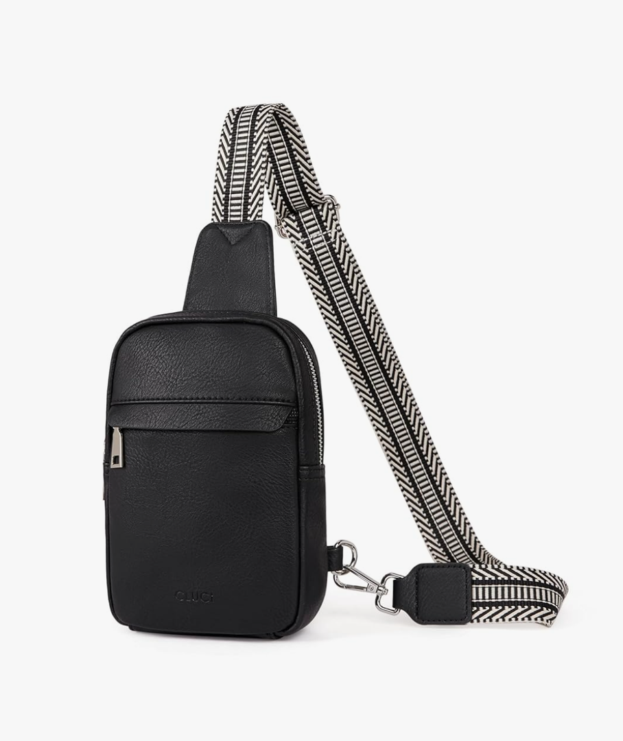 CLUCI Small Sling Bag for Women Vegan Leather Crossbody Chest Bags Trendy, Women's Fanny Pack Black