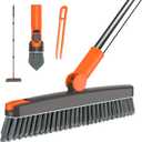 AIR U+ Grout Brush with Long Handle 180 Swivel Scrub Brush with Tweezers to Hair Clip V-Shape Grout Line Scrubber Stiff Bristles for Deep Cleaning Crevice, Tile Line, Shower, Kitchen, Corners (Orange)