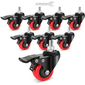 Nefish Stem Caster Wheels 2 Inch, 6 Pack, Heavy Duty Threaded Stem Casters, UNC 1/2"-13 x 1" Swivel Casters Set of 4 with Safety Dual Locking Wheel for Furniture and Cart