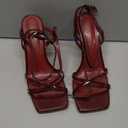 wetkiss Burgundy Strappy Heels for WomenStiletto High Heeled Sandals Adjustable Ankle Strap, Square Open Toe for Homecoming Party Dress Wedding Daily, Burgundy, Size 6.5