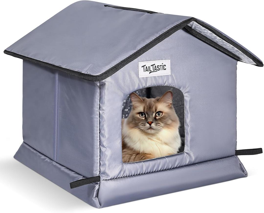 Weatherproof & Insulated Outdoor Cat House - Seamless Base Stays Dry,Easy Assembly, Warm Shelter for Community/Outdoor Cats(Small)
