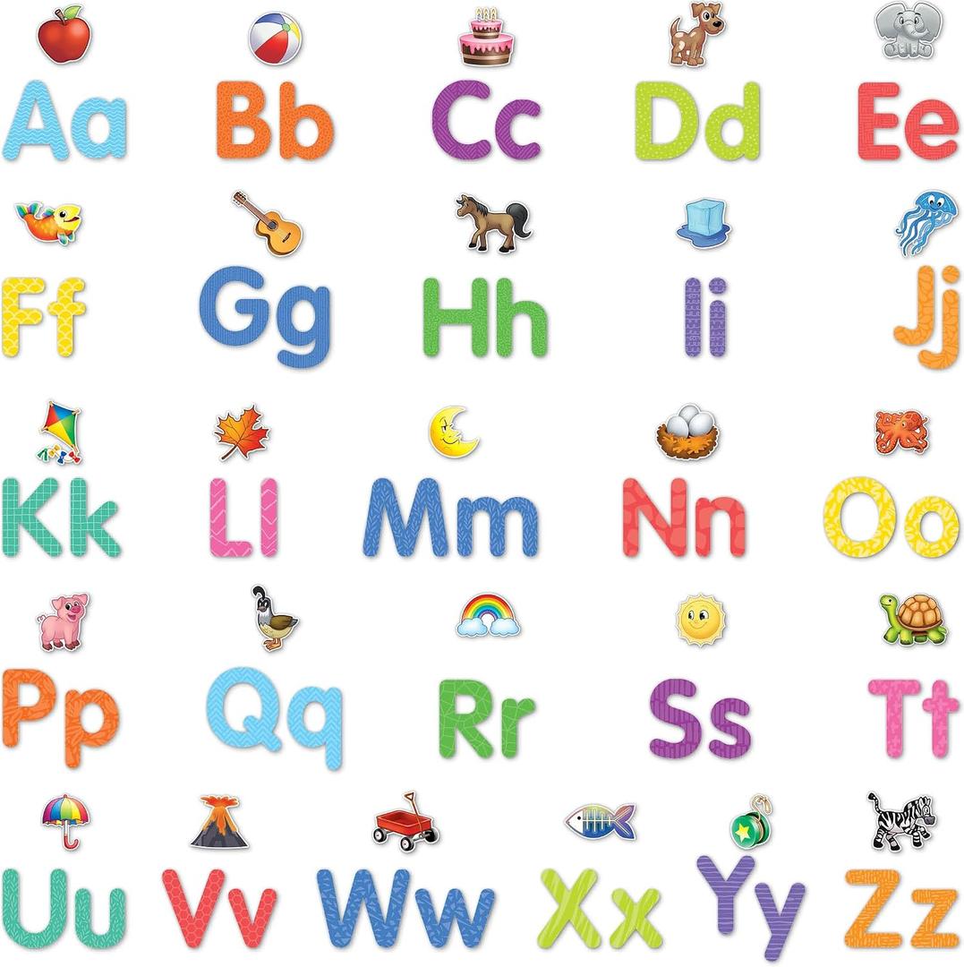 Teacher Created Resources Alphabet Art Bulletin Board (TCR8357), Letters: 5" tall, Illustrations: 3" to 6"