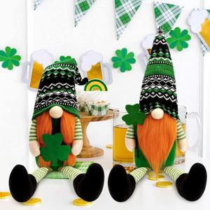 BINSUNS St. Patrick's Day Gnomes Plush - 2Pcs Green Irish Leprechaun Tomte Gnomes Doll St Patricks Day Decorations - Elf Standing Decor Table Ornaments Gnomes Decorations for Shelve