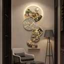 Radiya 3D Wall Mounted Decorative Art Clock with LED Lights, Large Landscape Wall Mounted Sculpture Paintings, Modern Furniture Decoration Entrance Foyer Living Room Corridor Decorative Wall Sconce