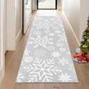 ROYHOME Christmas Runner Rug 2x10 Feet Xmas Snowflake Pattern Hallway Area Rug Holiday Decorative Accent Rug Runner Machine Washable Non-Slip Floor Cover Carpet for Kitchen Laundry Bedroom, Gray