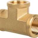 Tee 1/2" × 1/2" × 1/2" NPT Female, Brass Pipe Fitting, 3 Way Brass T Connector for Propane, Oil, Gas, Air Flow Systems, Corrosion Resistant, 1200 PSI Rated, 1 Pack