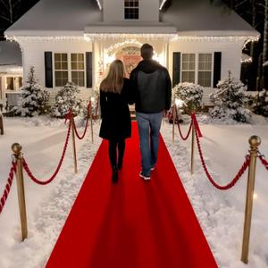 Red Carpet Runner for Party 140GSM Polyester Fabric Carpet Runner Decorations for Hollywood Theme Party, Runway Rug Prom Aisle Rug (Red, 3 X10 FT)