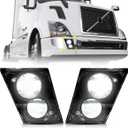 Led Fog Lights lamps Pair Set Compatible with Volvo VNL VN Truck 1997-2015 Passenger Right Driver Left Side,Replacement Fog Light Assembly Black,Two Light