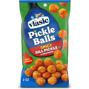 Vlasic Pickle Balls, Spicy Dill Pickle Flavored Corn Puffs, Pickleball Gifts, 2 oz. (Pack of 12) BBD: 05-19-26