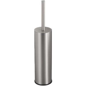 Toilet Brush and Holder Set Brushed Nickel Stainless Steel, 304 Heavy Duty Round Toilet Brush Set Rust Resistant, Long Handle, Replacement Heads, Floor Standing Bathroom Toilet Cleaning