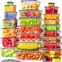 50 PCS Food Storage Containers with Lids Airtight (25 Containers & 25 Lids), 100% Leak Proof Meal Prep Container for Kitchen, BPA-Free Plastic(Polypropylene5), Microwave/Dishwasher Safe, Labels & Pen