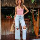 SANDERY Tank Tops for Women Summer Sleeveless V Neck Fitted Top Slim Ribbed Racerback Basic Cami Shirt Tanks (Small)