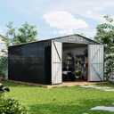Garvee 10 x 12 ft Outdoor Storage Shed, Heavy-Duty Waterproof Tool Shed Storage with Lockable Door, Vents and Updated Frame Structure, Large Metal Tool Shed for Backyard, Patio Lawn, Grey (Gray)