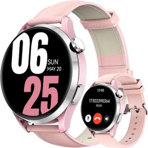 Kieslect Smart Watch for Women, 1.32" AMOLED Display, Pink Fitness Tracker with Call Function, 170+ Sports Modes, Heart Rate Monitor, 5ATM Waterproof