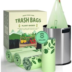 AYOTEE Compostable Trash Bags 8 Gallon Trash Bags with Handle, 30 Liter, 80 Count Biodegradable Compost Bag 8 Gallon Medium TrashBags, Unscented Medium Compostable Bag for Bathroom Kitchen Home