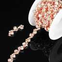 Kigeli Bling Rhinestone Trim Crystal Chain Applique Rhinestone Applique Sewing Embellishments for DIY Dress Clothing Wedding Crafts Bridal Jewelry, 0.39 Inch Wide(3 Yards,Rose Gold)