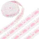 2 Yards Pink Lace Ribbon, Bow Lace for Crafts, Vintage Pink Laces, Stretch Laces Trim for Wrapping, Bouquet Packaging, DIY Crafts, Wedding Decorations, Party Decoration