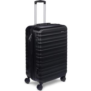 Amazon Basics 26" Hardside Medium Checked Luggage, Expandable For Up to 15% More Space, With Scratch-Resistant Surface, Four Multi-directional Wheels, Black