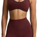 Aoxjox Women's Color Block Workout Sports Bras Fitness Lexi Lined Strappy Bra Athletic Yoga Crop Tank (Rum Raisin/ Mulch, Medium)