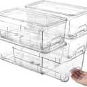 Audend Clear Stackable Storage Bins with Lids, 4 Pack Plastic Storage Containers with Handle for Pantry and Snack Organizers, Suitable for Kitchen, Bathroom, Fridge, Cabinet
