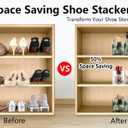 Yes!Fresh Shoe Slots Organizer, Boutique Display Style Shoe Stacker for A Pair of Shoes, Separable Shoe Rack for Closet Organization, 3 Adjustable Narrow Shoe Rack (Clear, 12 Pack)