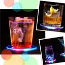 3 PCS Colorful LED Cocktail Coaster, Round Ultra-Thin LED Drink Coaster Luminous Coaster, 3.9-inch Non-Slip & Waterproof Transparent Beer Beverage Coasters for Club, Bar, Party Wedding Halloween