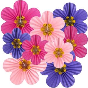 Purple Pink Paper Fans, Pink and Purple Paper Flower Birthday Decorations for Classroom, Birthdays, Baby Showers, Weddings