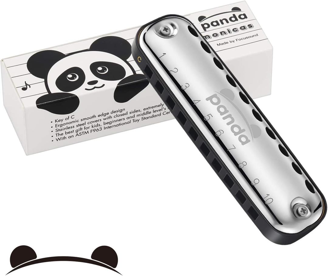 Focusound Panda Harmonica for Kids, Diatonic Key of C, Smooth Rounded Edges