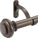 72-144 Inches Curtain Rods for Window, Vimayta 1 Inch Diameter Drapery Rod with Resin Finials, Ideal Adjustable Heavy Duty Single Curtains Rod for Bedroom, Living Room Decoration, Dark Bronze