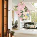 2 x AVOIN colorlife Happy Easter House Flag 28x40 Inch Double Sided Outside, Bunny Rabbit and Eggs Floral Yard Outdoor Flag Blue Pink