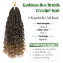 Goddess Box Braids Crochet Hair 12 Inch 8 Packs Pre-looped Bohemian Crochet Boho Box Braids With Curly Ends 3X Crochet Braids Hair for Women Synthetic Braiding (12 inch, T27)