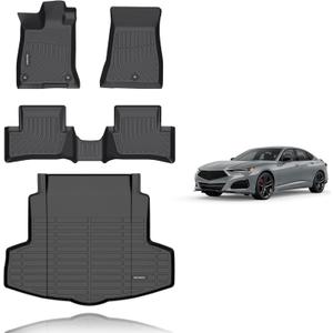 KELCSEECS Floor Mats & Cargo Liner Custom for Acura TLX 2025 2024 2023 2022 2021,All Weather Protection TPE Floor Liners Front& Rear Row Full Set Acura TLX Accessories Black