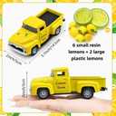 Lemon Truck Decor with Mini Fake Lemons, Vintage Metal Farmhouse Tiered Tray Decor for Home Kitchen, Summer Lemon Tabletop Centerpiece, Lemonade Stand Decorations,1 Set