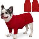 Dog Sweater Turtleneck Pullover Cable Knit for Boys Girls Medium Dogs Frenchie Dachshund Corgi Beagle Winter Stretch Clothes Long Sleeves (M, Red)