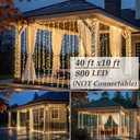 Solhice LED Curtain Lights Outdoor 40ft x10ft, 800 LED Plug in Hanging String Lights Indoor, Twinkle Lights Backdrop for Outside Backyard Patio Wedding Dcor, Warm White (Not Connectable)