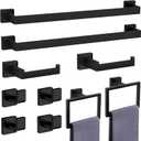 10-Pieces Matte Black Bathroom Accessories Set, Stainless Steel Bathroom Hardware Set, Towel Racks for Bathroom Wall Mounted 24 Inch Bath Towel Bar Set.