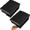 Qualirey 2 Pack Rat Bait Stations Large Rodent with Key Reusable Mouse Stations Mice Blocks Heavy Duty Boxes for Outdoor Rodents Mice Blocks, Bait Not Included, Black (8.66 x 7.5 x 3.9 Inches) (Stylish)