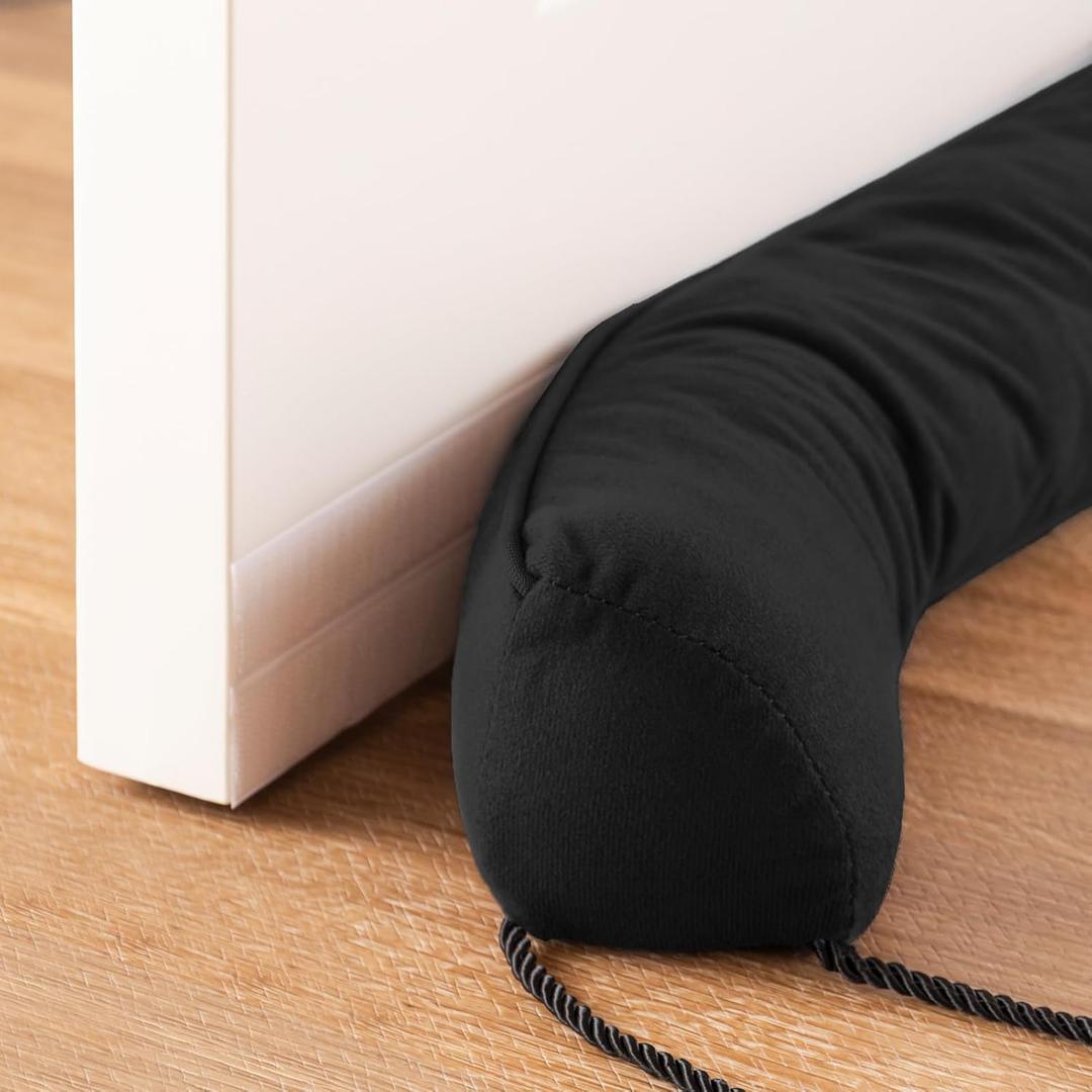 Sunolga 34" Door Draft Stopper Blocks Hot and Cold Air with Removable Washable Cover for Gaps Up to 3", All-Season Seal for Noise, Door Sweep for Bottom of Door and Window, Home Essentials, Black
