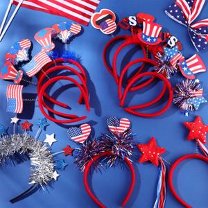 4th of July Headband Star Sunglasses Red White Blue  Day Patriotic Accessories for Independence Day Party Supplies, PCS 24