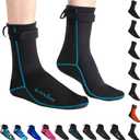 OMGear Water Socks Neoprene Socks Beach Booties 3mm 5mm Anti-Slip Wetsuit Footwear Fin Swim Sand Proof Socks (X-Large, 3mm High Cut/Aqua)