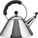Alessi 9093 B - Design Kettle with Handle and Bird-Shaped Whistle, Stainless Steel and PA, Black (2.1 Quarts)