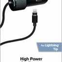 ZGEAR Fast Charge Car Charger – Lightning Tip – 12 Watt / 2.4 Amp – 6 ft (1.8m) Coil Cord
