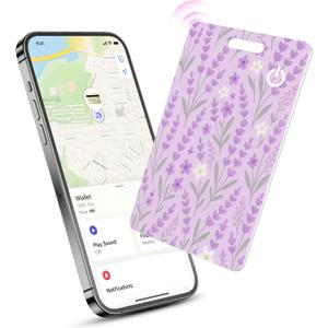 Wallet Tracker Card, Ultra-Slim Smart Card Wallet Tracker (iOS Only), Rechargeable Bluetooth Tracking Card, IP68 Waterproof, Key Finder for Keys, Luggage, Purse, Laptop, Passports (Purple) Wallet Tracker Card, Ultra-Slim Smart Card Wallet Tracker (iOS Only), Rechargeable Bluetooth Tracking Card, IP68 Waterproof, Key Finder for Keys, Luggage, Purse, Laptop, Passports (Purple)