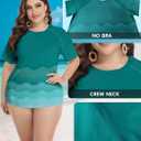FOREYOND Plus Size Rash Guard Shirts for Women Short Sleeve UPF 50+ Sun Protection Swimwear Swim Suits Top (Blue) 4XL
